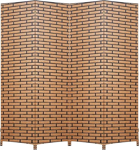 FDW - Mampara plegable y portátil de madera con diseño de malla tejida para casa y oficina