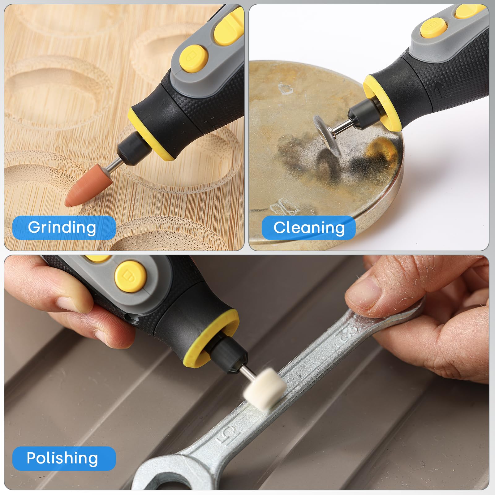 Enventor Kit d'accessoires rotatifs universels pour sculpter, poncer, polir, couper, percer
