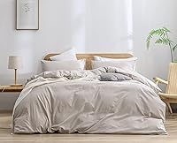 Vista 60 de BESTOUCH - Juego de funda de edredón de 100% algodón lavado, tacto supersuave, cómoda, elegante, ligera, juego de ropa de cama de 3 piezas