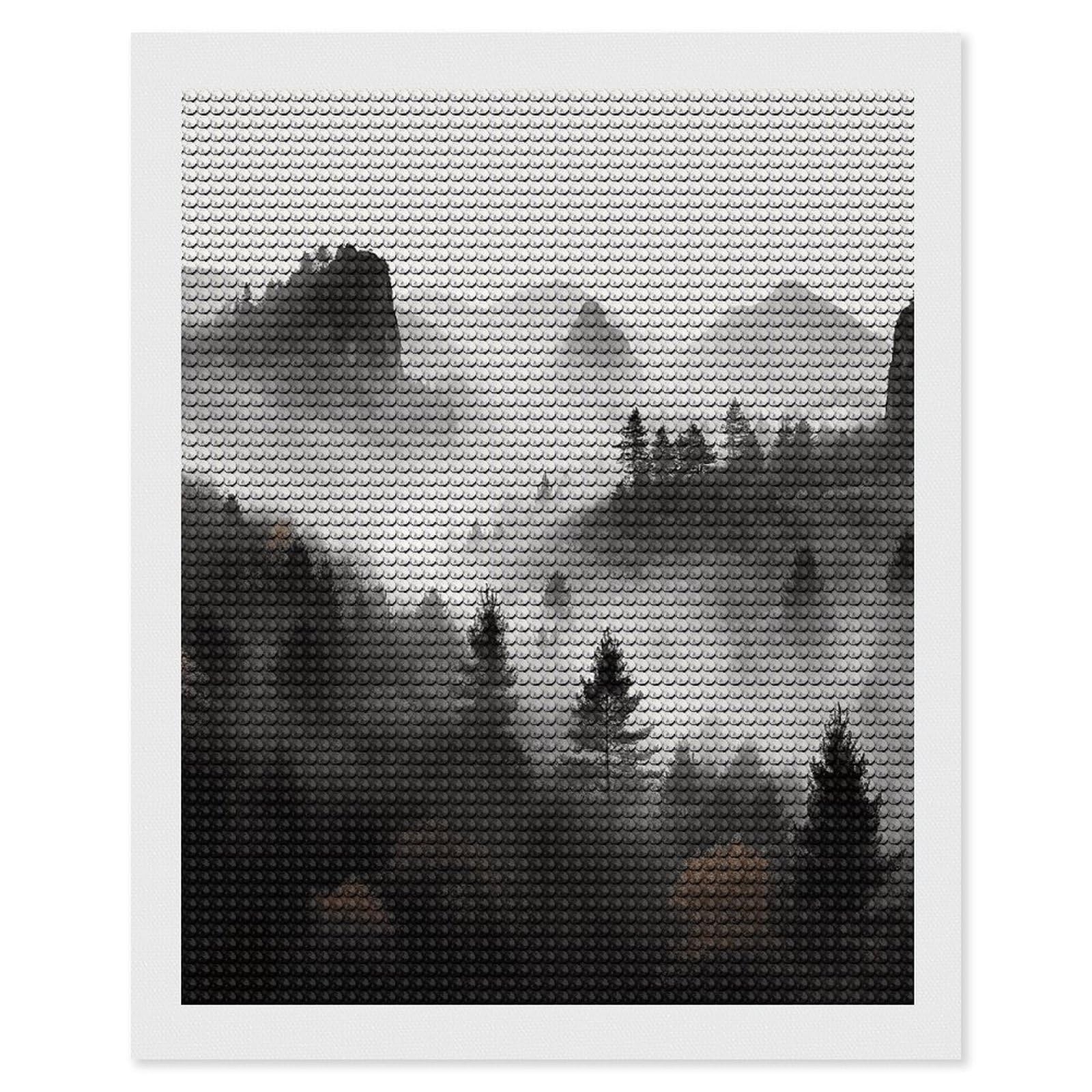 DWVTSLH Foggy Mountains Forest Diamond Painting Kits for Adults, Personalized Diamond Photo Art Full Drill, DIY 5D Diamond Art Painting Kits for Beginners, Home Wall Decor 16"x20"