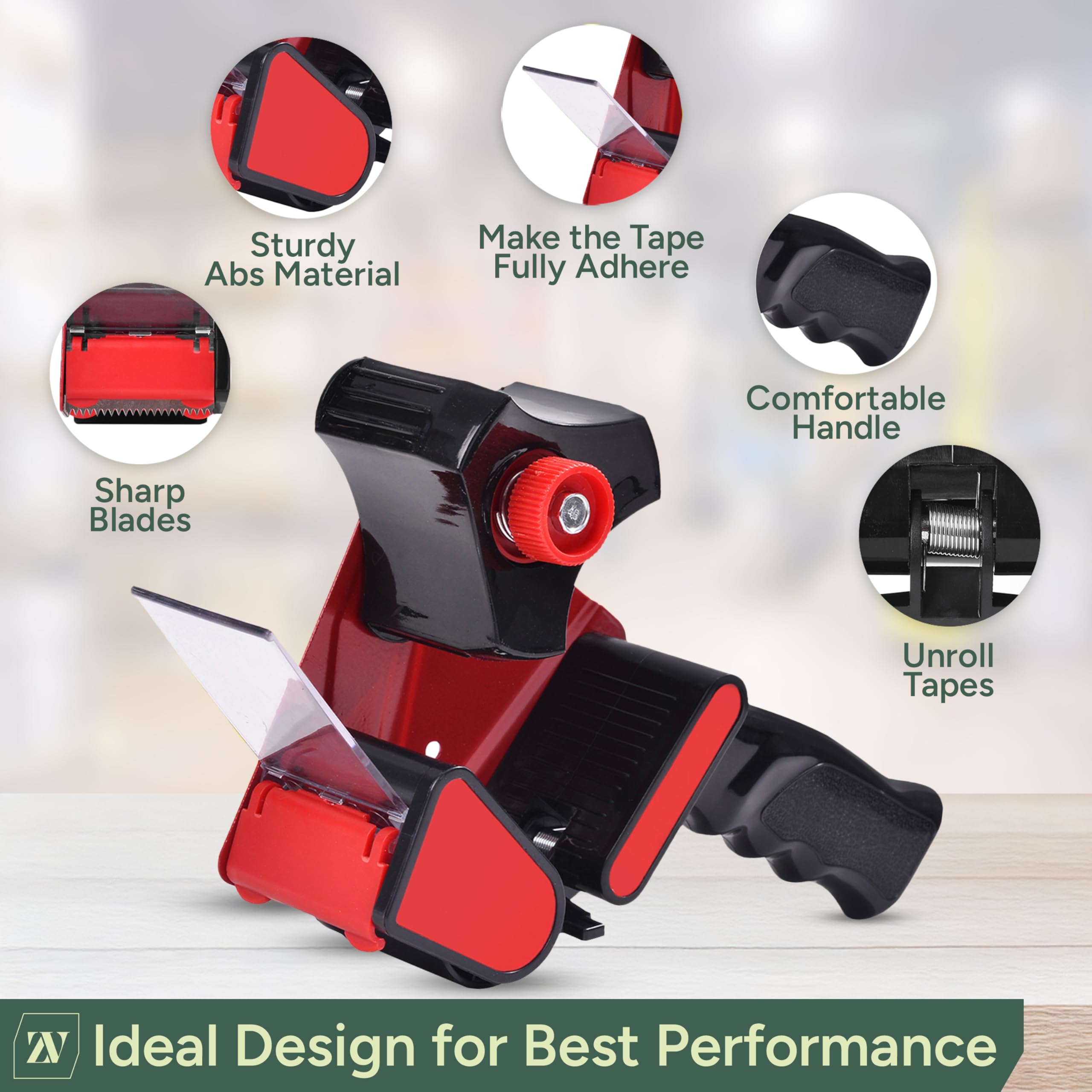 Zuvo Heavy Duty Tape Gun and Dispenser with 6 Clear Packaging Tapes Clear Packaging Tape 44mm X 66m — view 6