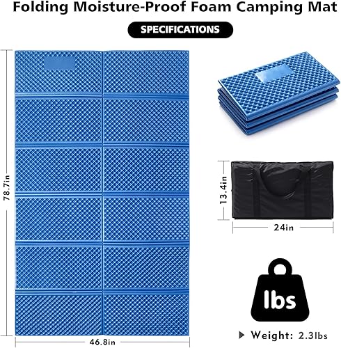 Miniatura 2 de Colchoneta de espuma para acampar, ligera, de celda cerrada, plegable, a prueba de humedad, colchón de camping portátil para senderismo al aire