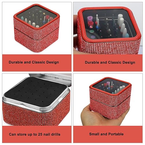 Miniatura 6 de Cellentool Juego de 25 brocas de uñas con caja de almacenamiento, brocas de carburo de diamante de cerámica de tungsteno de 332 pulgadas para uñas