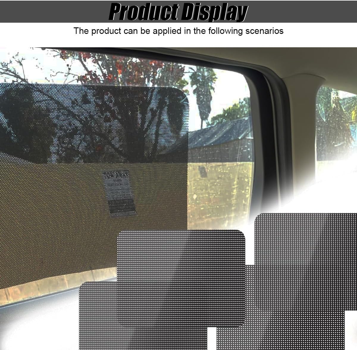 ZIMISI 4PCS Car Side Window Sunshade, Block UV Rays Car Window Shade for Baby, Reusable & Washable Static Cling Film Stickers, Windshield Sun Shade Privacy Protector Accessories