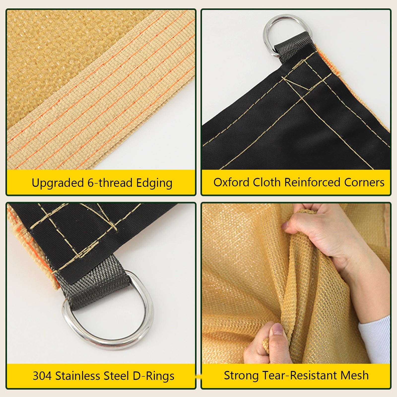 Generico Tenda Parasole, Protezione UV al 90%, Tessuto Traspirante con Occhielli e Corda, Tenda da Giardino per Esterni, Cortile, terrazza, Prato, Patio, Piscina, Beige, 4x6 m