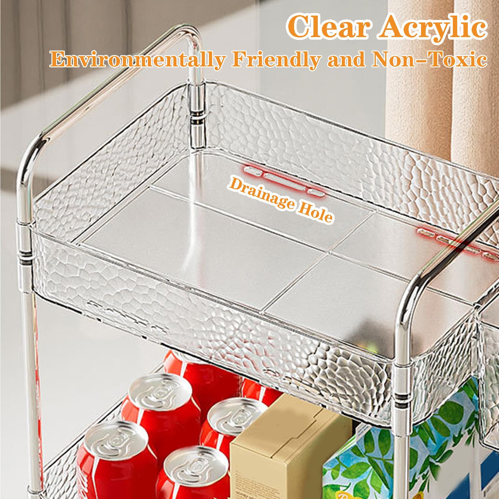 Carrito rodante delgado de Armario Gadts – Estante de ruedas de acrílico transparente para zonas estrechas, ideal para uso en baño y cocina