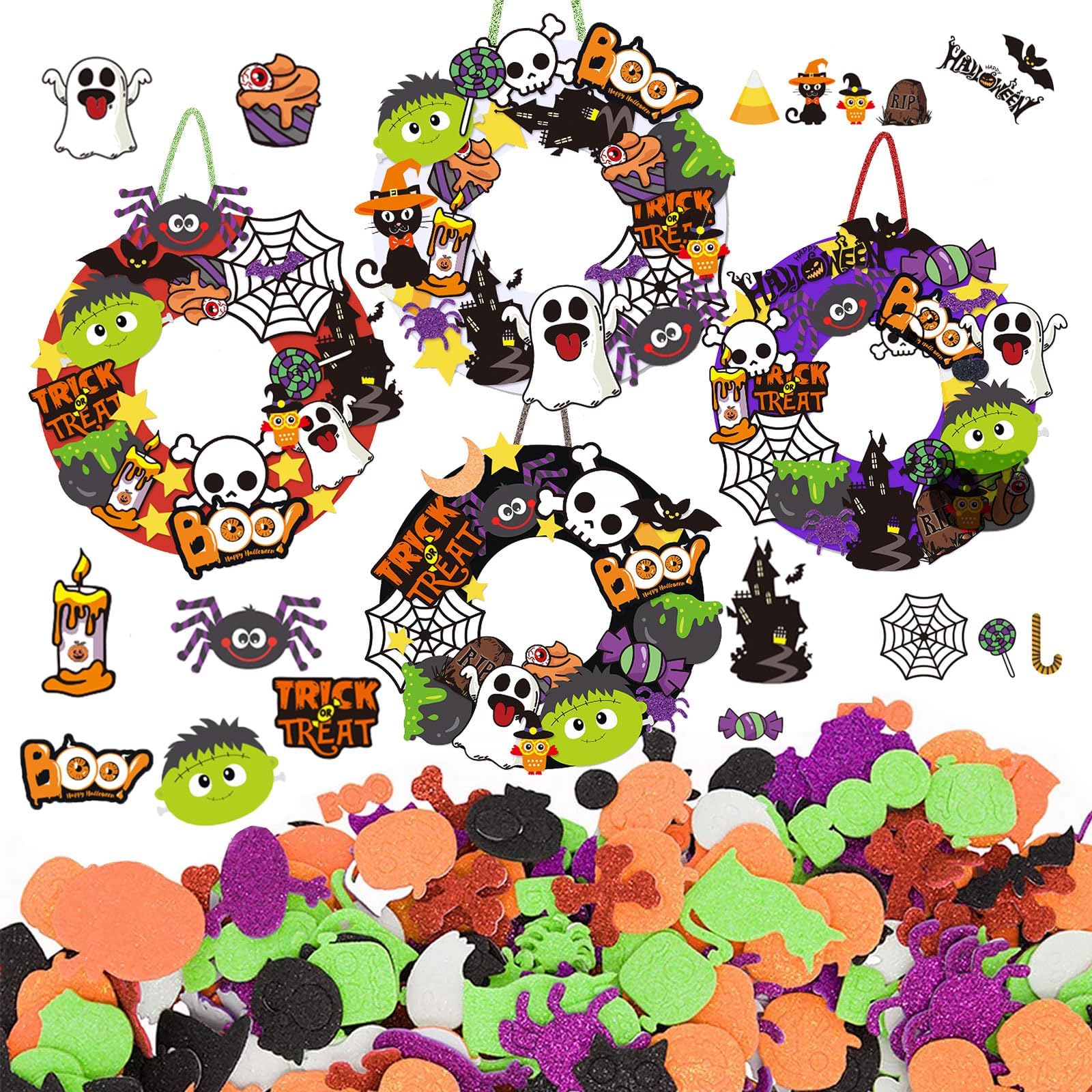 Aokene Halloween Crafts for Kids, Halloween Wreath DIY Creative Craft Kit