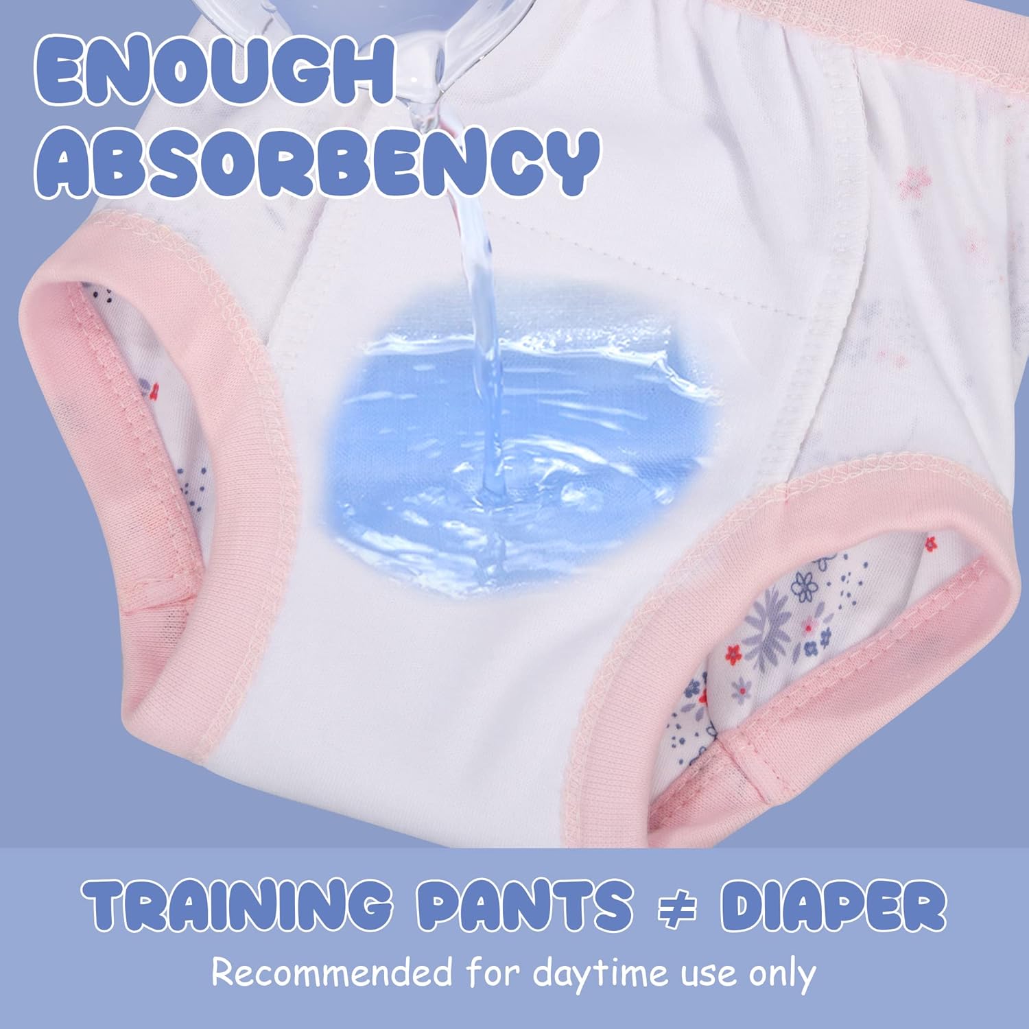 Miniatura 3 de BIG ELEPHANT Pantalones de entrenamiento para ir al baño para bebés, niños y niñas, ropa interior de entrenamiento impermeable 100% algodón