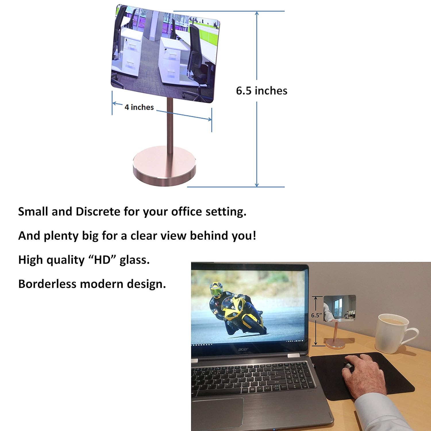 Exclusive Discount 70% Price Desk and Cubicle Mirror to See Behind You, Rose-Gold Stand with Detachable Wide Angle Real Glass Mirror, Small & Discrete, Beautiful Design, Perfect Curvature for an exceptionally Clear View Super Big Clearance! Desk and Cubicle Mirror to See Behind You, Rose-Gold Stand with Detachable Wide Angle Real Glass Mirror, Small & Discrete, Beautiful Design, Perfect Curvature for an exceptionally Clear View