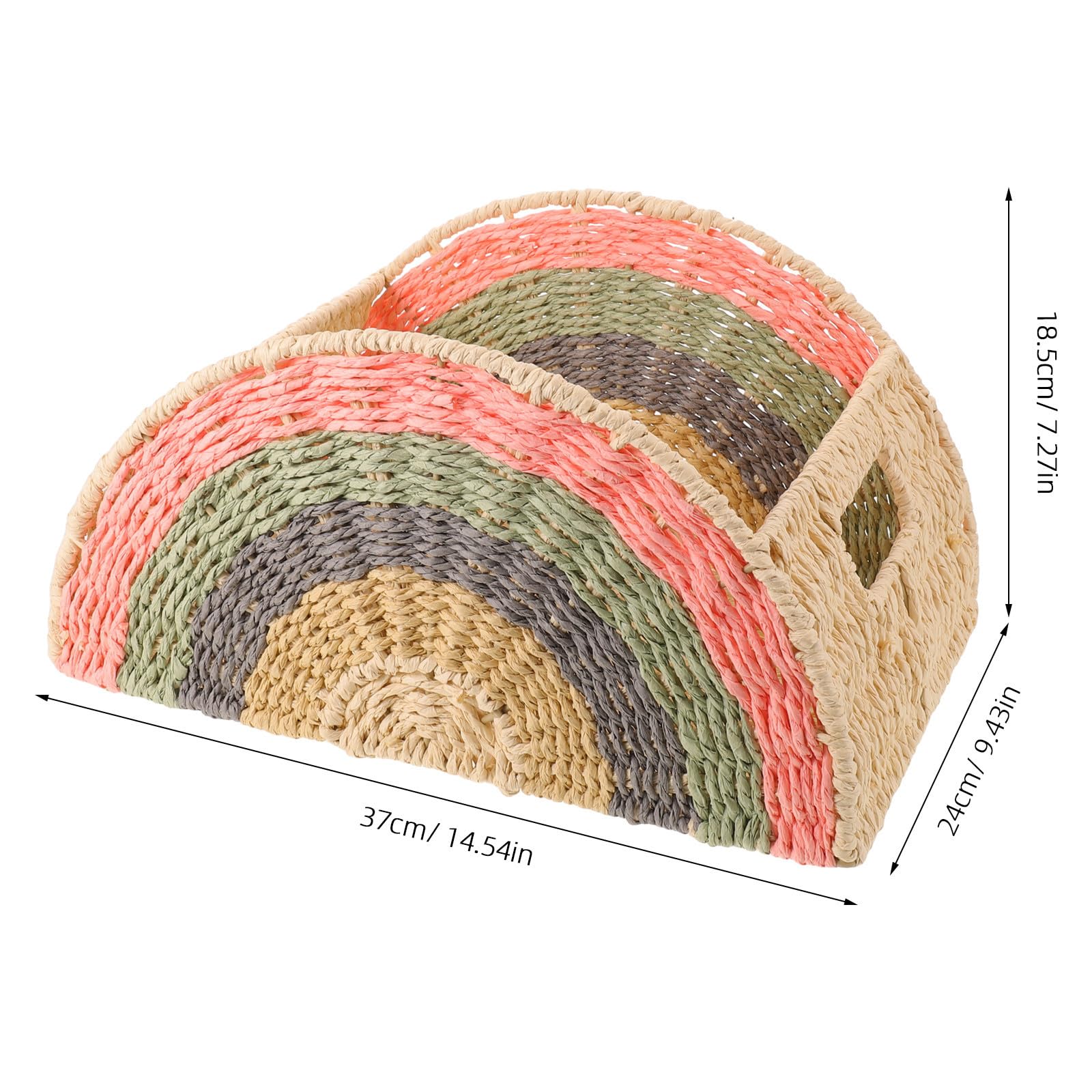 SHINEOFI Cesto Portaoggetti Decorativo a Forma di Arcobaleno in Corda di Carta e Metallo, Facile da Pulire Ampio Spazio per Ufficio e Soggiorno