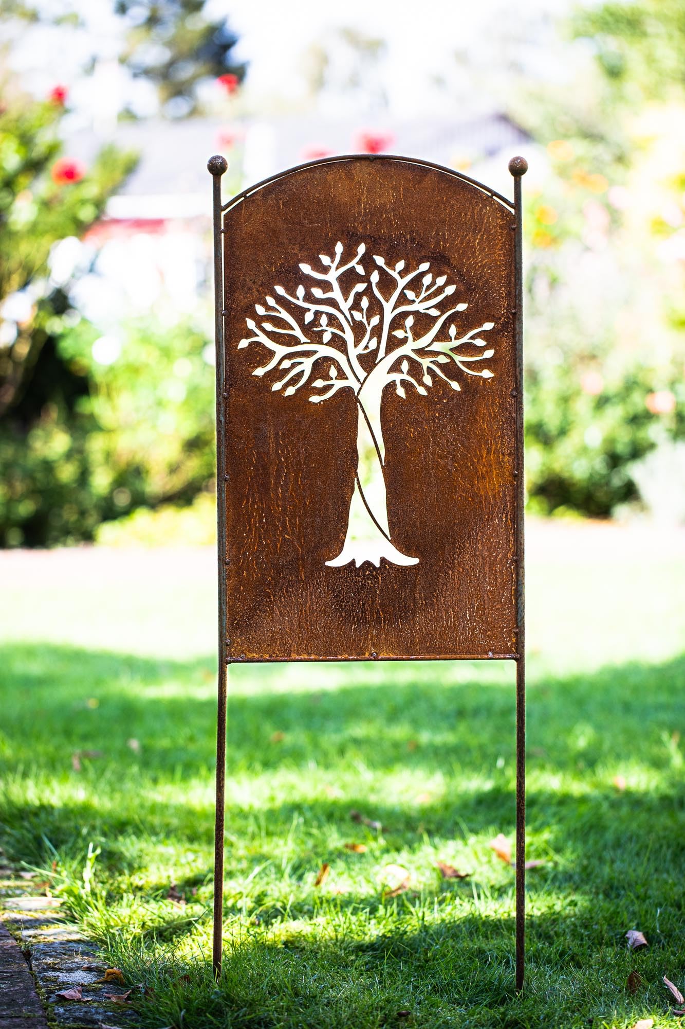 Schild Gartenschild Edelrost Rost zum Einstecken rostige Gartendeko Lebensbaum Baum Dekoration Beetstecker Gartenstecker Rost