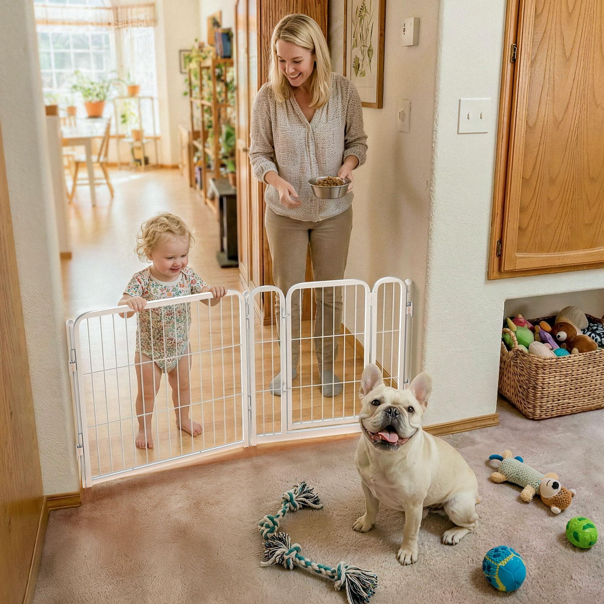 FXW Dog Gate, Extra Wide Adjustable for Openings Up to 46", 24" H