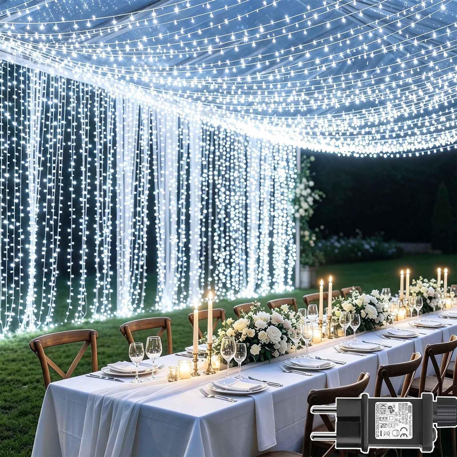 Cozymeow 2 sztuki światełek na zewnątrz wodospad 600 diod LED 6 x 3 m