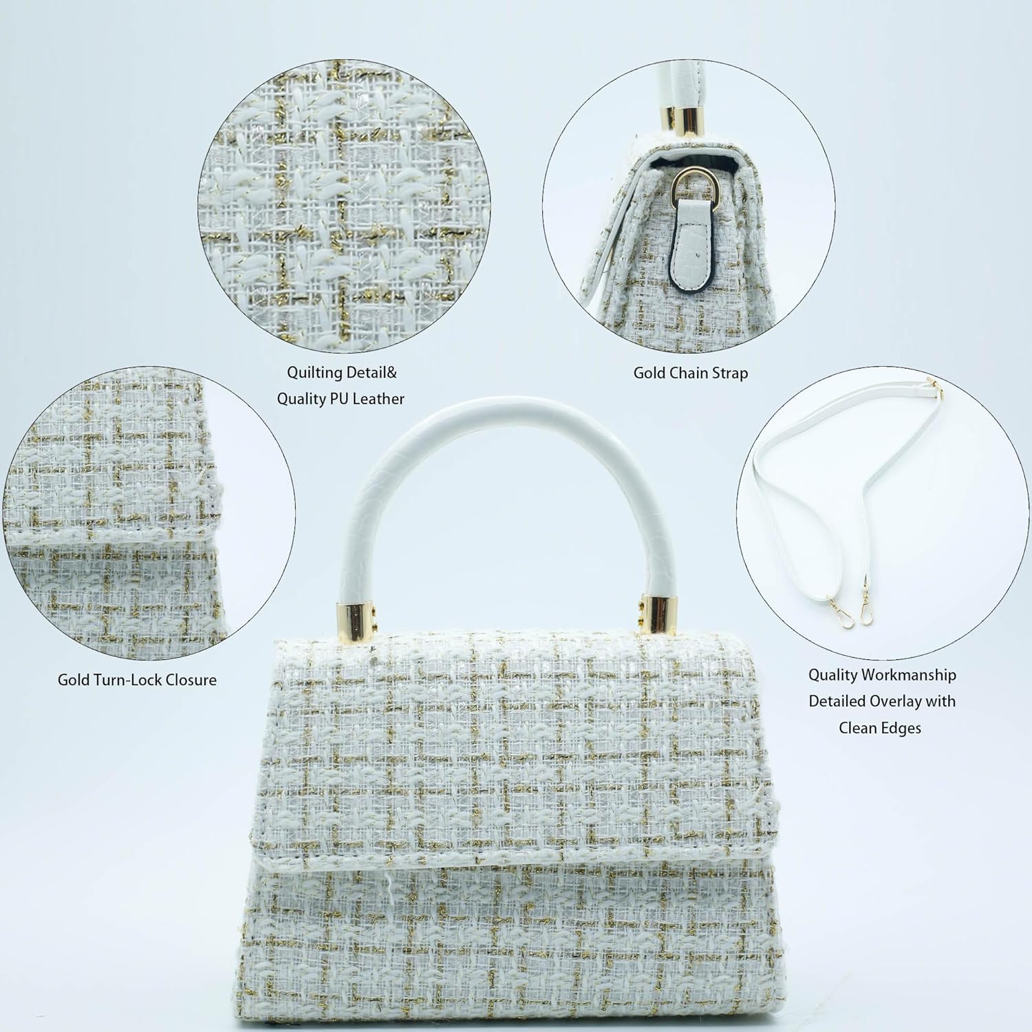 Crossbody Shoulder Bag for Women, Fashion Tweed Top-Handle Small Purses Handbags Evening Bag Satchel Shoulder Bags