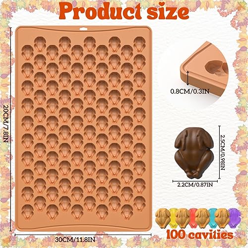 Miniatura 2 de Crethinkaty Moldes para el día de Acción de Gracias, molde de silicona para pavo, moldes de chocolate con forma de pavo 3D de 100 cavidades, mini