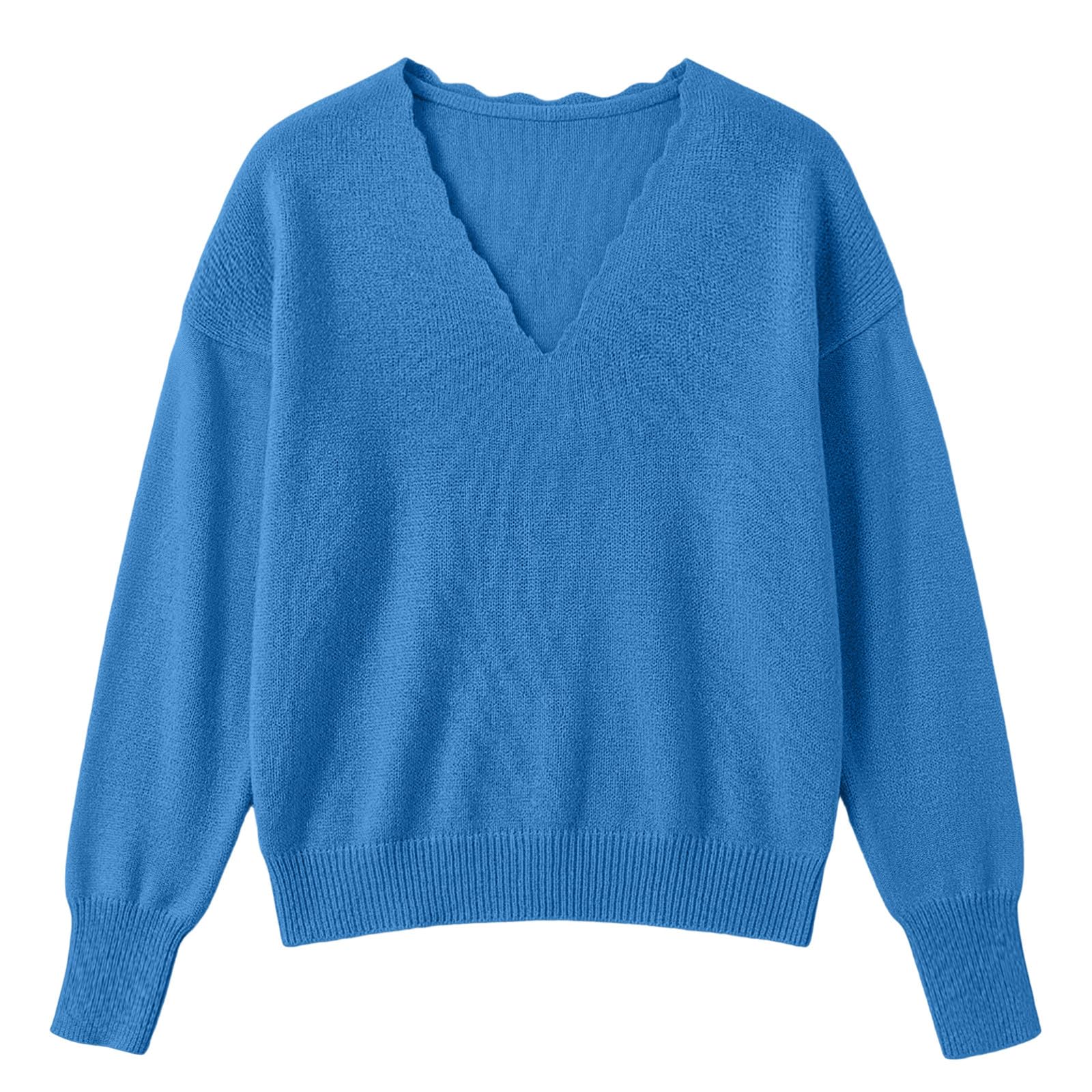 Strickpullover Damen Locker Pullover V-Ausschnitt Pulli Basic Sweater