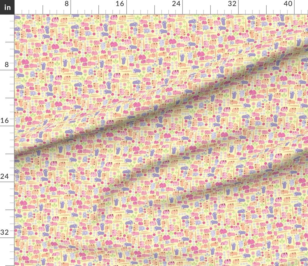Spoonflower Fabric - Pastel Guinea Pig Vegetable Pigs Animals Pet Rodent Printed on Petal Signature Cotton Fabric by The Yard - Sewing Quilting Apparel Crafts Decor
