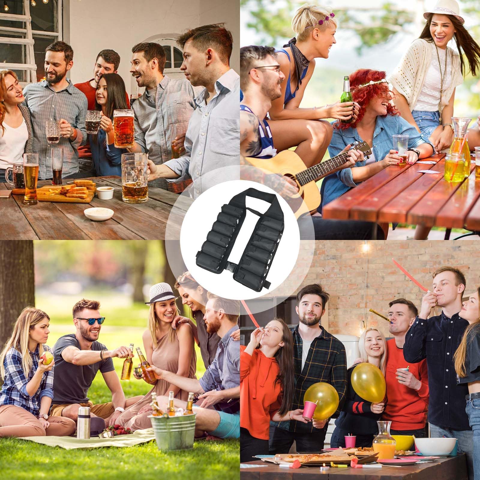 Biergürtel 12 Taschen,Chaleco Cerveza,Chaleco de Bebidas con 12 Bolsillos,Accesorios Cerveza,Cinturón de Cerveza,Chaleco para Cerveza,Cinturón Soporte Cerveza,Beer Holster