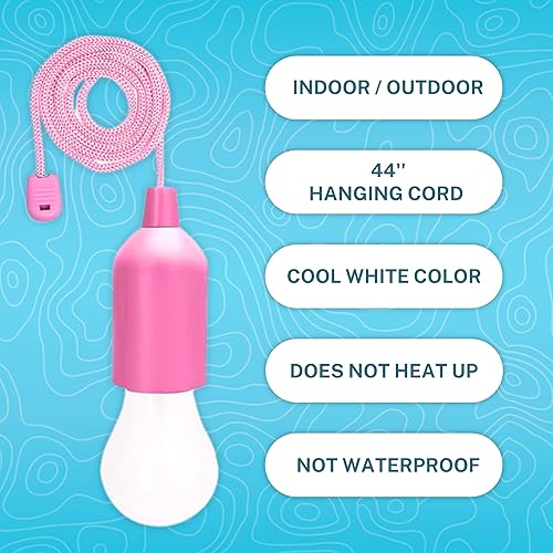 Miniatura 2 de 4 luces LED colgantes seguras para niños, para casa de juegos, camping, interior/exterior, lámparas que funcionan con pilas con cadena de tracción