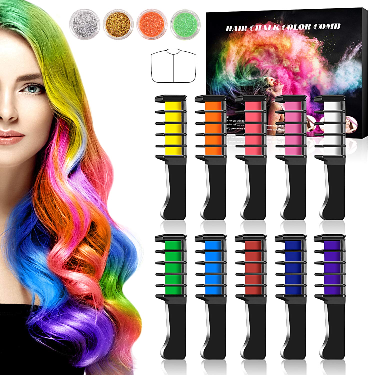 Buy Buluri Hair Chalk Comb, Hair Chalk 10 Colors Temporary Bright Hair