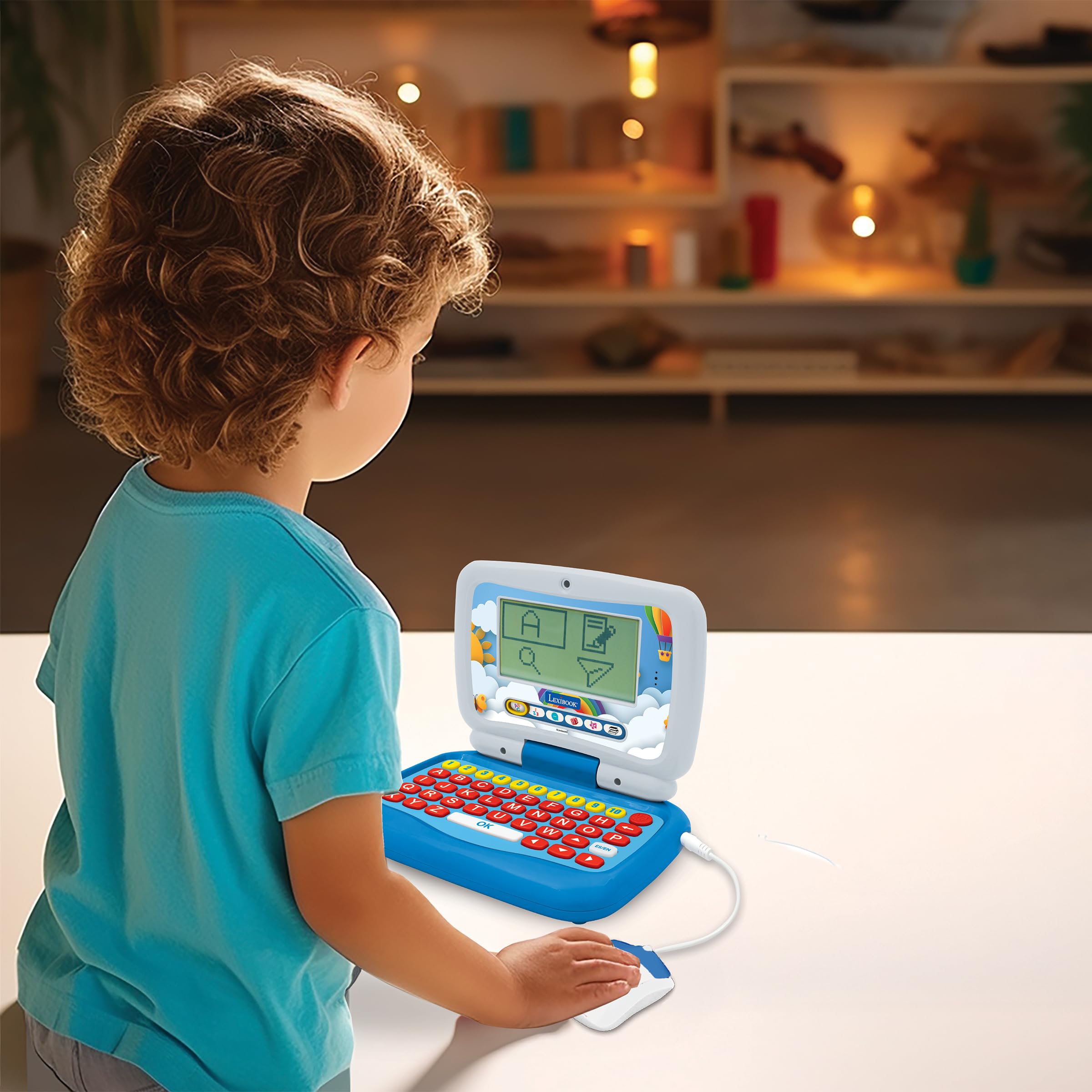 LEXIBOOK, Power Junior, Ordenador Portátil Educativo Bilingüe INGLÉS/ESPAÑOL con 40 Actividades Incluyendo una Nueva Forma de Aprender a Leer y Contar, JC398i2