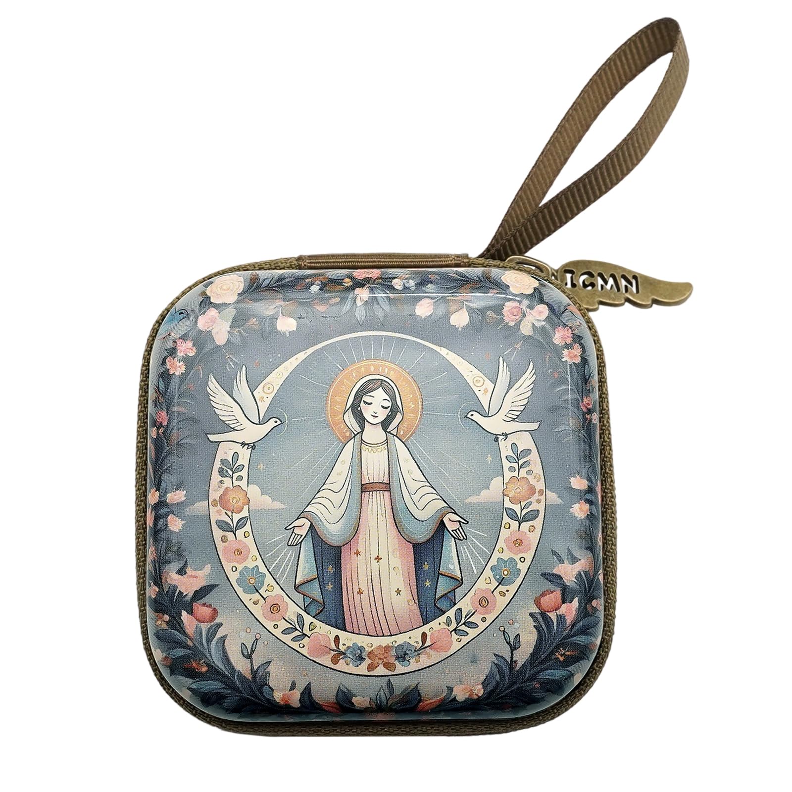 HGENAHGTF Sturdy Rosary Organizers Bag with Cartoon Pattern Multipurpose Religious Item Carriers for Home Travel Use Square Cartoon Rosary Pouches