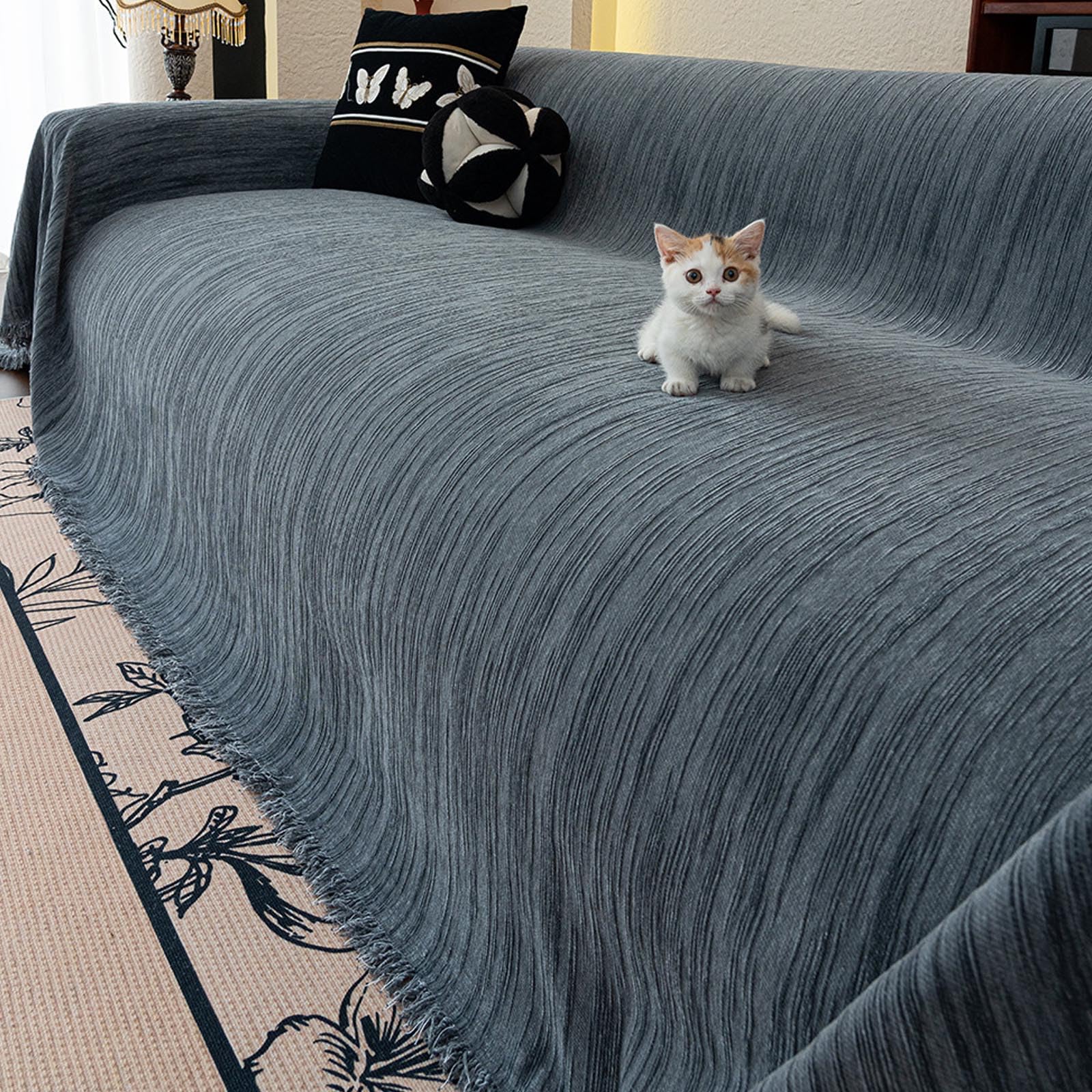 Housse de canapé anti-chat bleue pour stopper les rayures de griffes