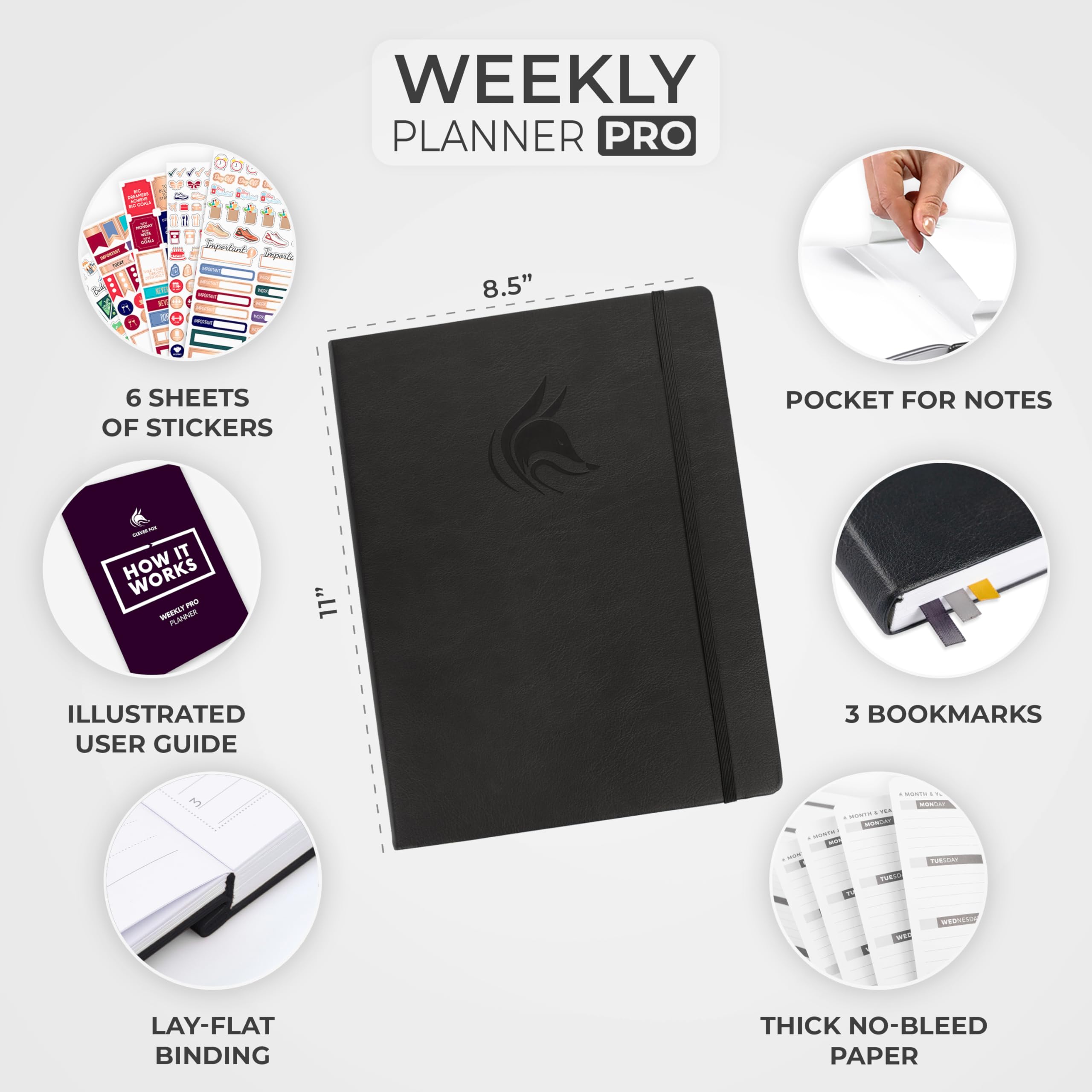 Clever Fox Planner PRO - Weekly & Monthly Life Planner To Increase Productivity Time Management And Hit Your Goals