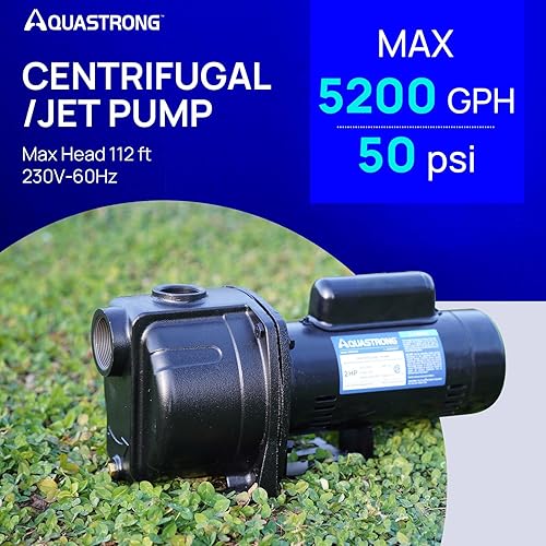 Miniatura 8 de AQUASTRONG Bomba centrífugade chorro de 1.5 HP, 4250 GPH, 115230 V, bomba de hierro fundido duradera para riego y aspersor de césped
