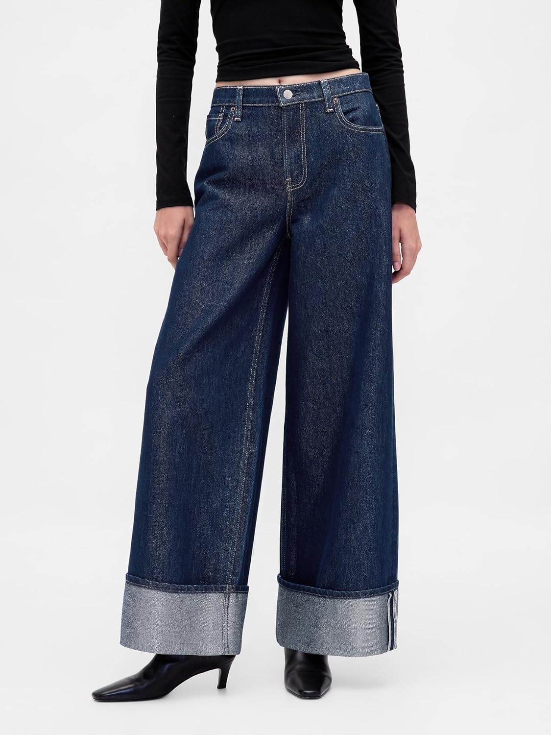 GAP Womens Mid Rise Baggy Cuffed Denim Jean - Image 2