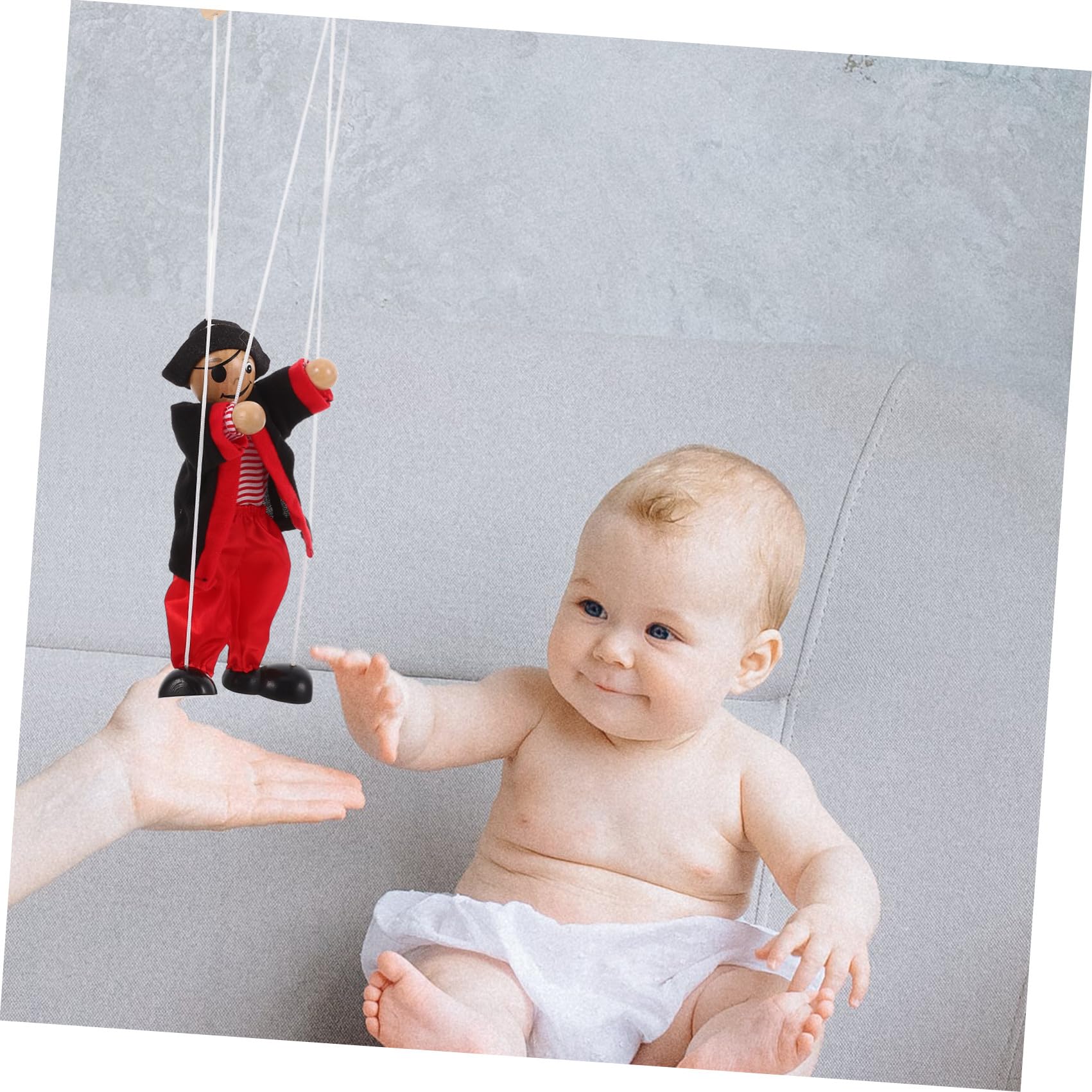 Marionnette À Fils Pirate en Bois 9.25In Jouet Interactif Parent-Enfant Théâtre Marionnettes Décoration Pirate Amusante