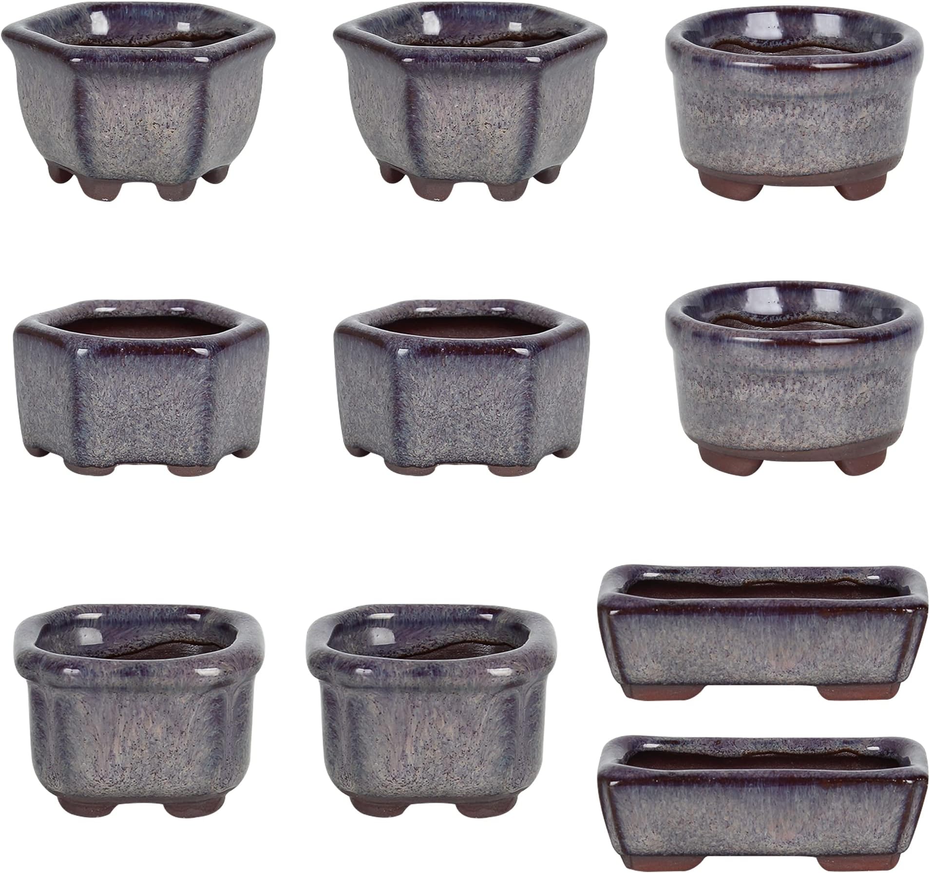 Bonsai Planter Succulent 1.8"(4.5cm) 10 Mini Glazed Pots