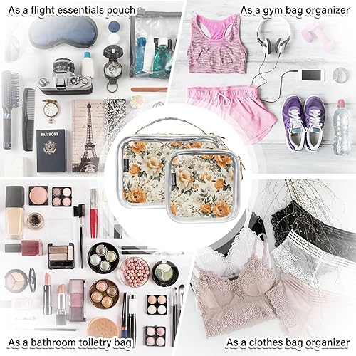 Miniatura 7 de Floral Flower Clear Toiletry Bag for Traveling,2 Pack Makeup Cosmetic Bag with Zipper,Travel Bag for Toiletries,Travel Essentials 21215273