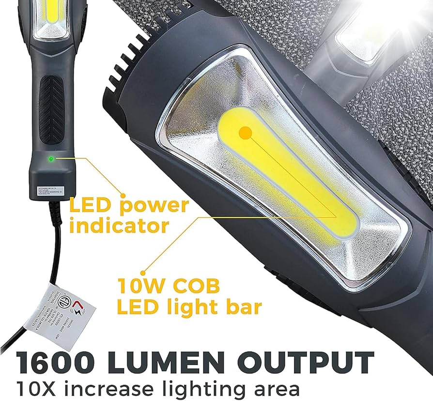 Aceland Portable Corded LED Work Light with Outlet in Handle, COB