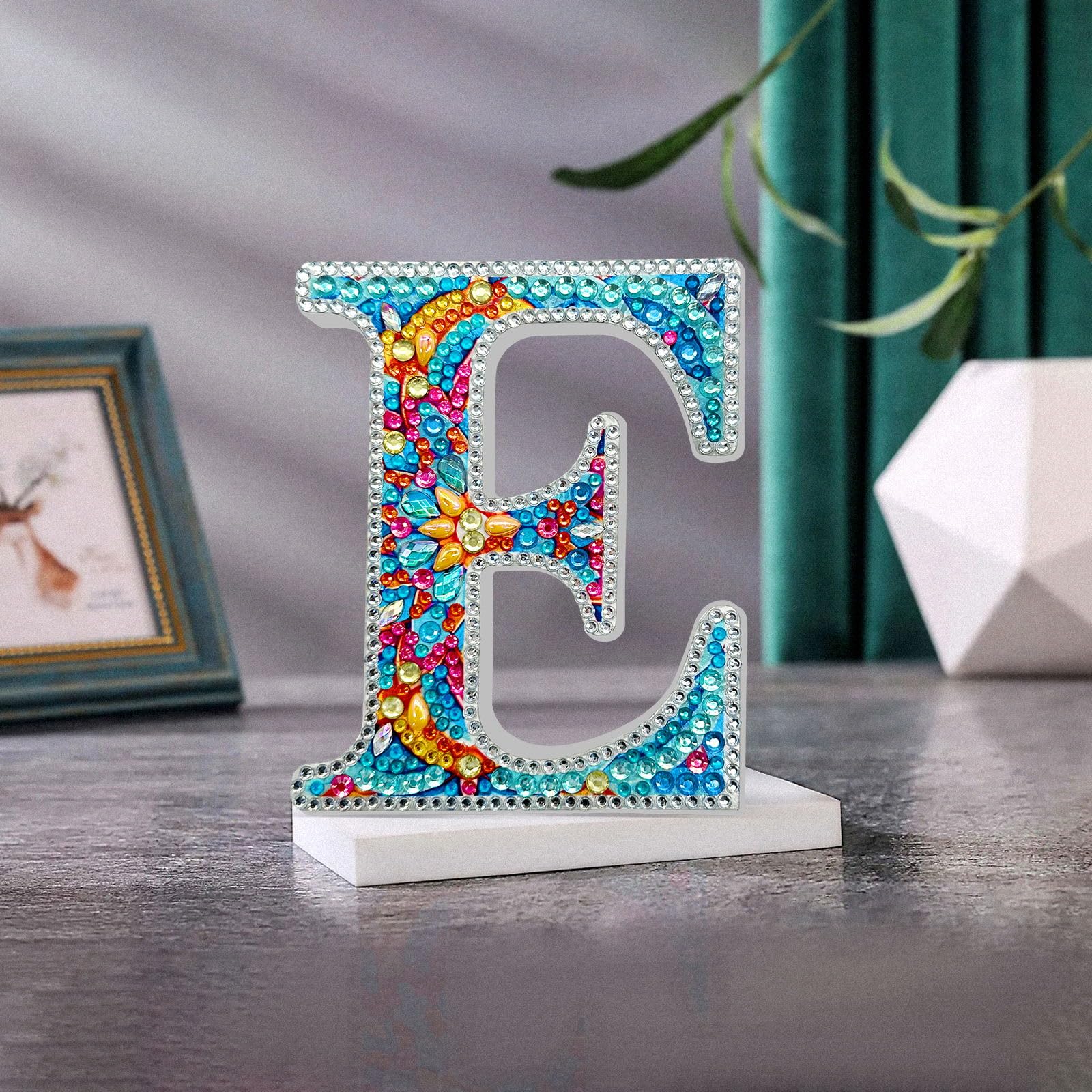 YOYA 6 Inch 5D Diamond Art Wooden Craft Letters for Wall Decor, DIY Full Drill Letters Diamond Art Kits for Adults, Gem Art Wooden Letters for Home