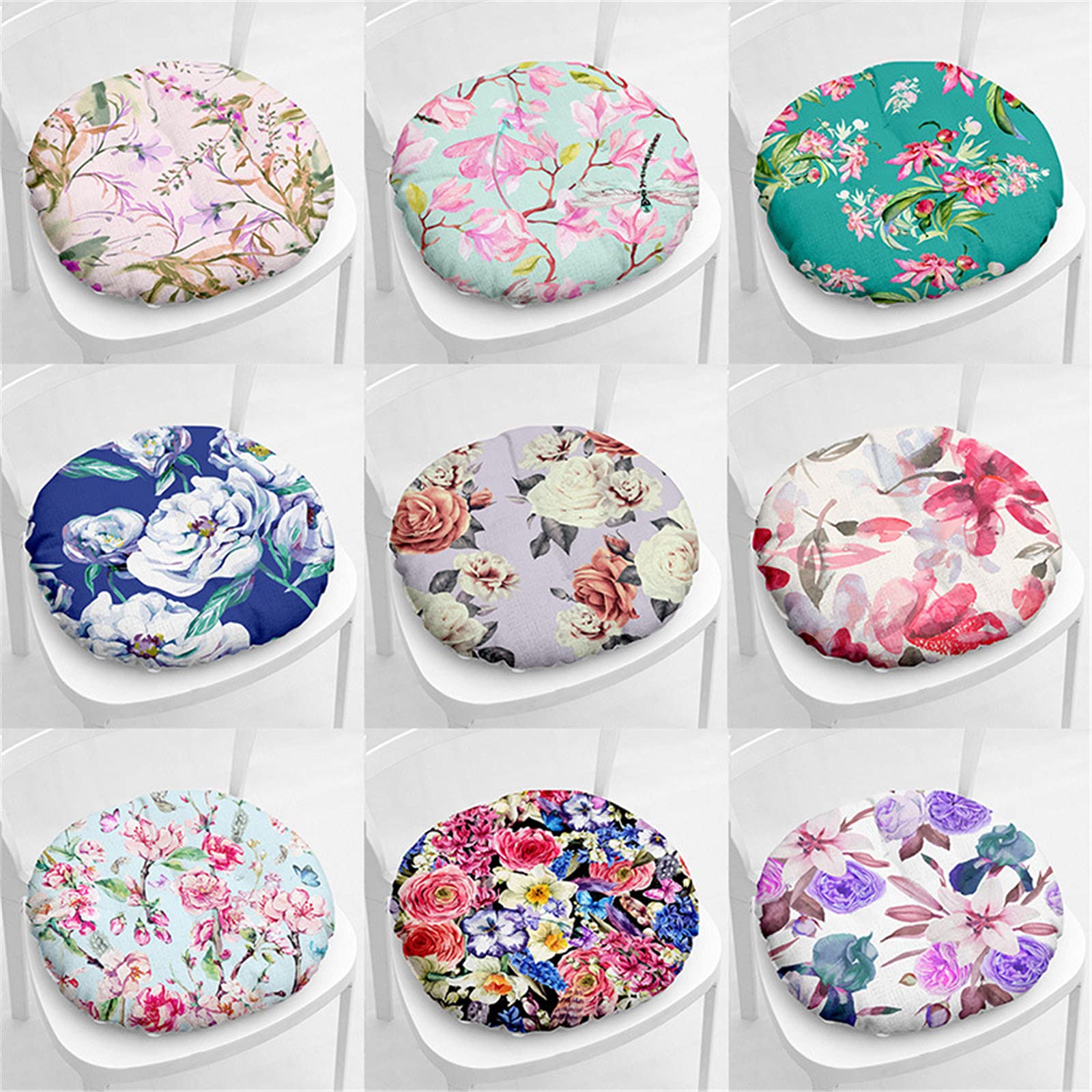 Coussin De Chaise Galette Fleurs De Pivoine – 45x45x7cm, Épais Et Confortable Avec Attaches, Style Jacquard Pour Intérieur Et Extérieur
