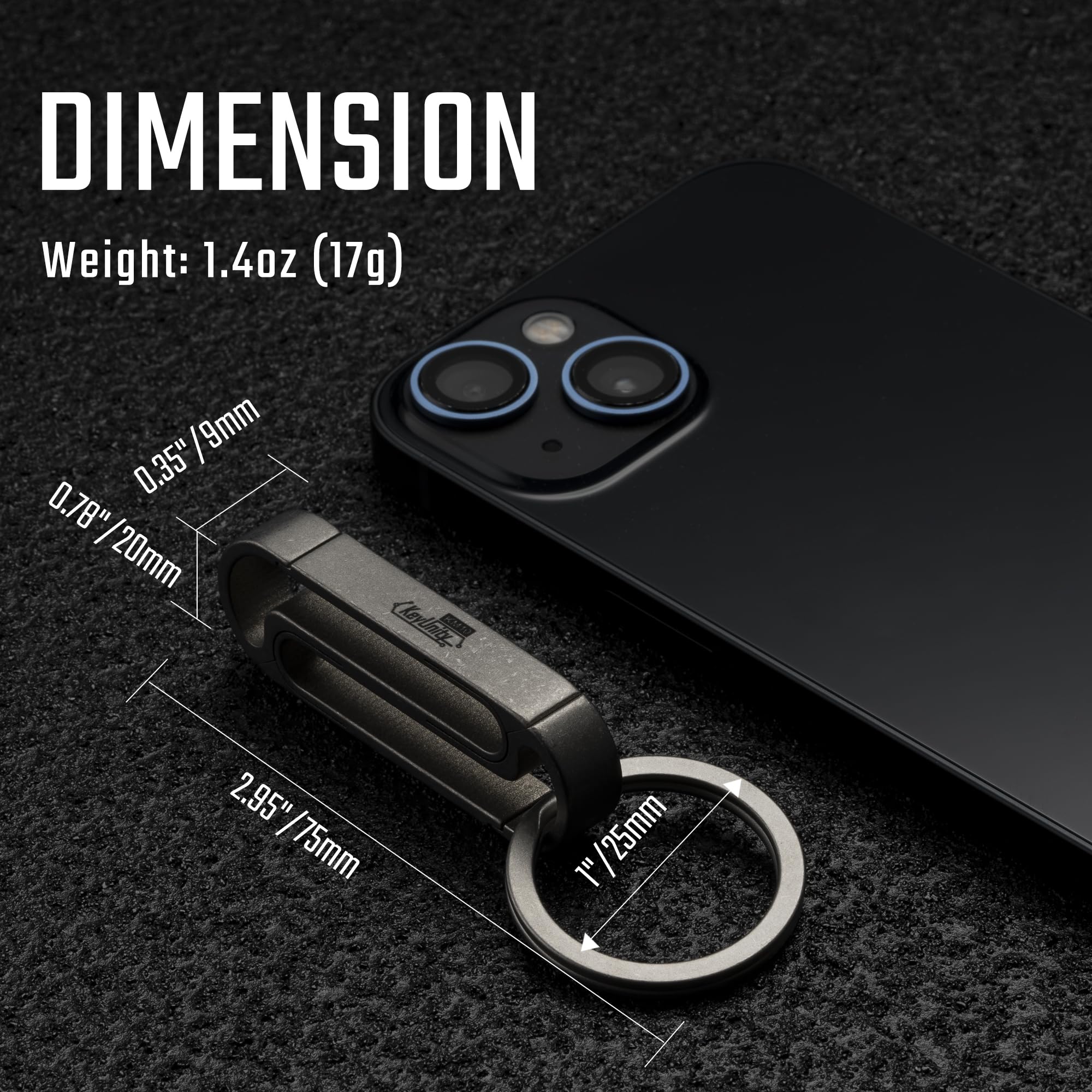 KeyUnity KM10 Clip portachiavi a moschettone a doppio lato, portachiavi a scatto in titanio EDC per cintura