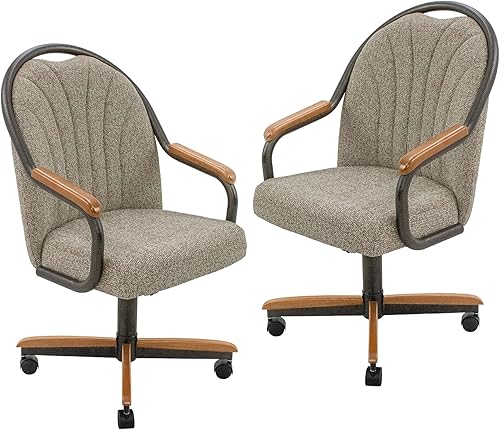 Miniatura 16 de Chromcraft Douglas Juego de 4 sillas de comedor casuales Sillas de comedor clásicas giratorias con inclinación con ruedas, sillas de madera con