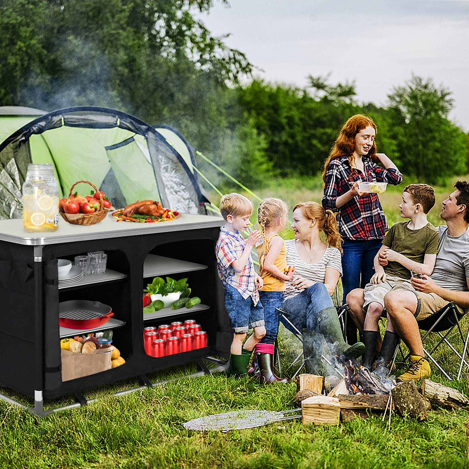 LXLTLB Camping Keuken, Opvouwbare Camping Kast met Aluminium Frame Hittebestendig En Waterdicht, voor Outdoor Travel Picnic, Barbecue