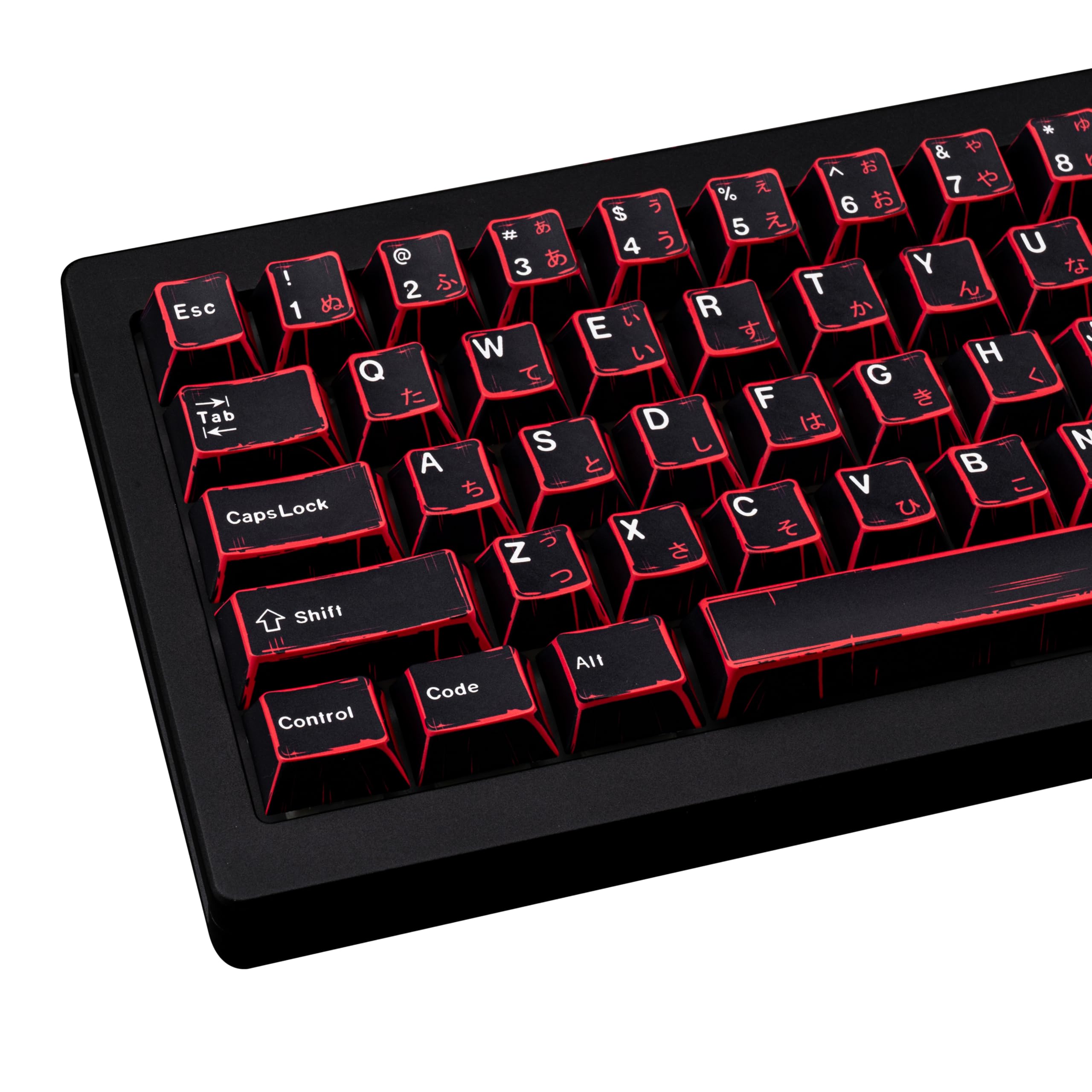 Japanese Manga Keycaps 130 Keys Custom PBT Black Red Cherry
