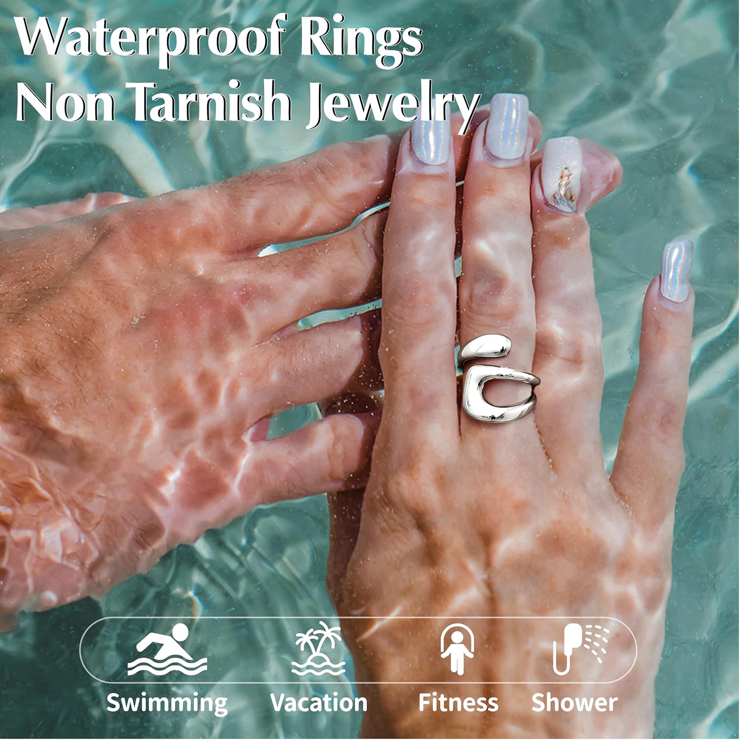 Gelbesty Waterproof Gold Statement Rings for Women, 14K Gold Chunky Open Stackable Rings Non Tarnish Fashion Adjustable Stainless Steel Pinky Knuckle Signet Vintage Ring Jewelry Size 5-11 - Image 4