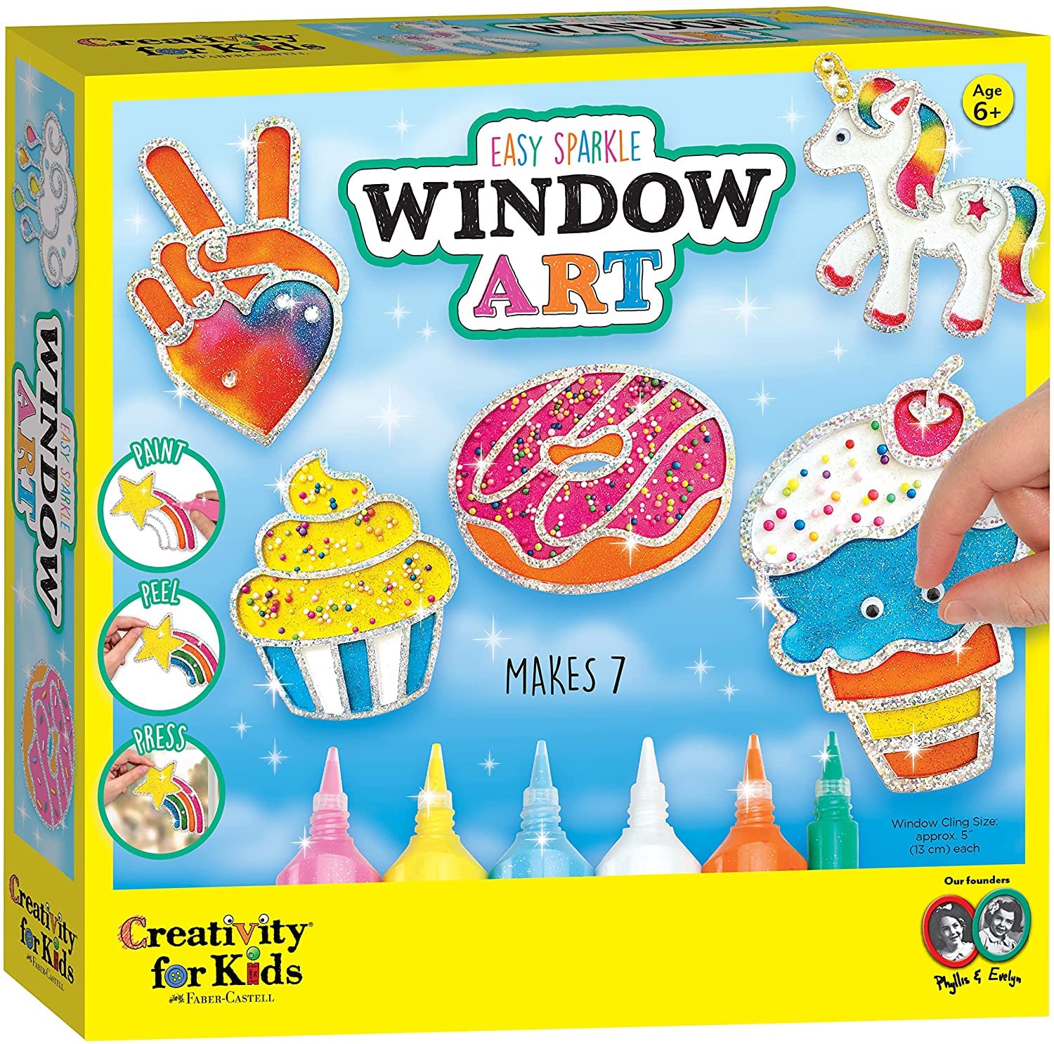 Easy Sparkle Window Art Kit | Make 7 Colorful Window Art Designs with Paint & Sparkle | Relaxing DIY Craft & Creative Activity for Kids Everywhere (Ages 6+)