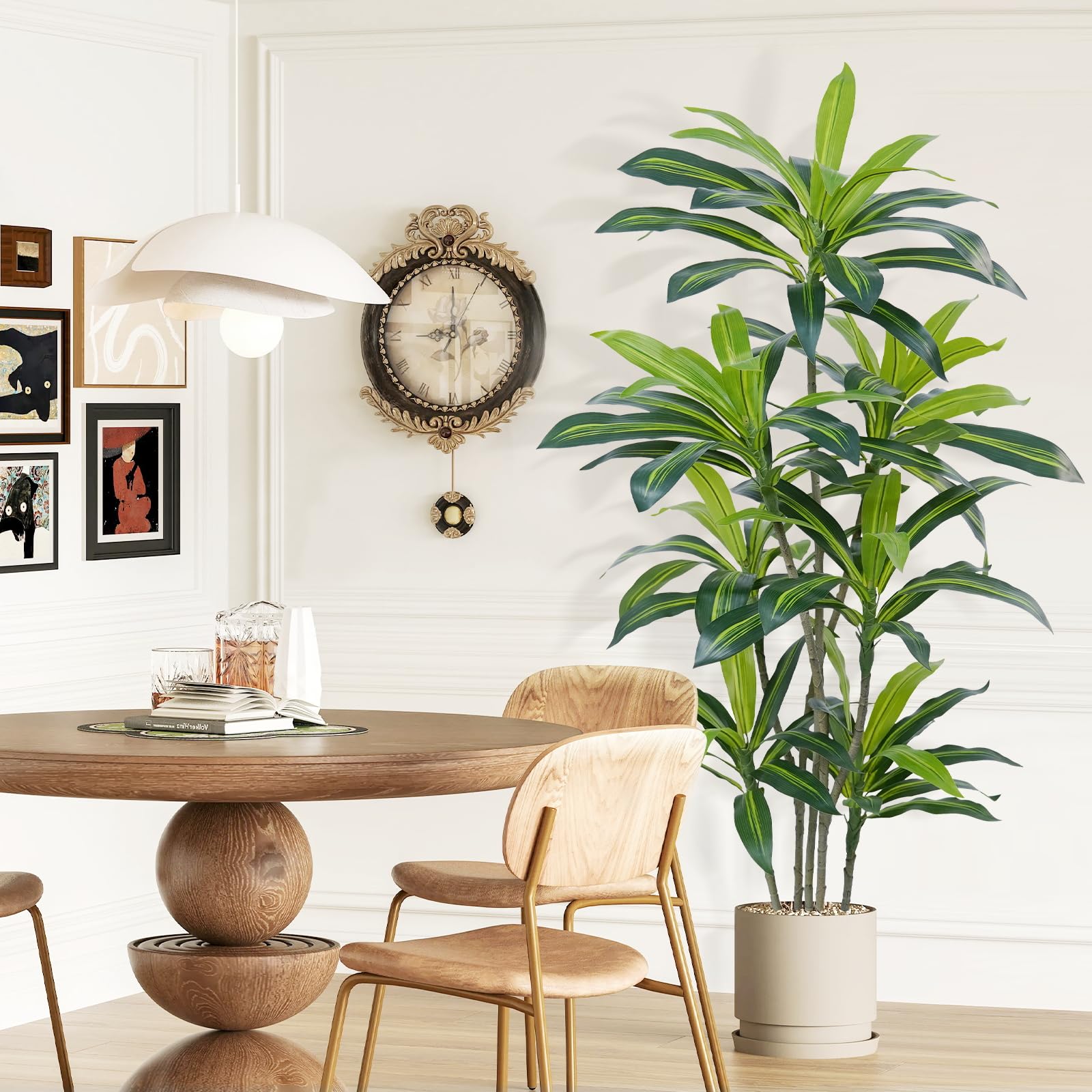 Albero artificiale 180cm Artificiale Dracaena Pianta Finta Alta con Vaso Nero Piante Finte da Interno Per Interni esterno Soggiorno Camera da Letto Ufficio Casa Corridoio Decorazione (1Pz)