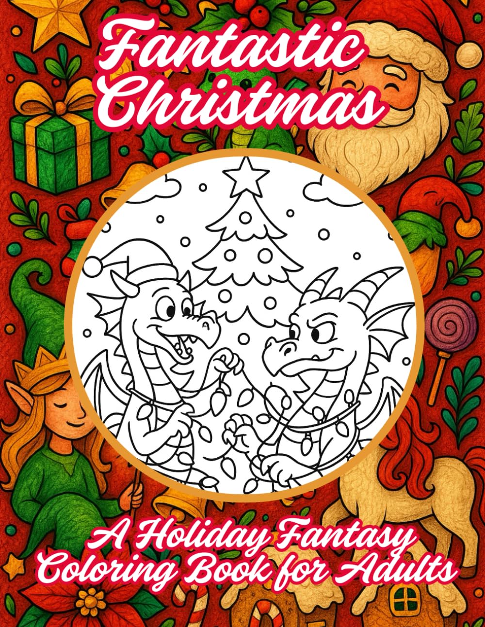 Fantastic Christmas: A Holiday Fantasy Coloring Book for Adults, Filled with Magic and Extraordinary Creatures