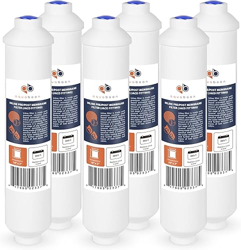 Miniatura 1 de Aquaboon Filtro de agua en línea para refrigerador, paquete de 6 filtros de agua de pulido en líneacarbono para sistema de ósmosis inversa, tamaño