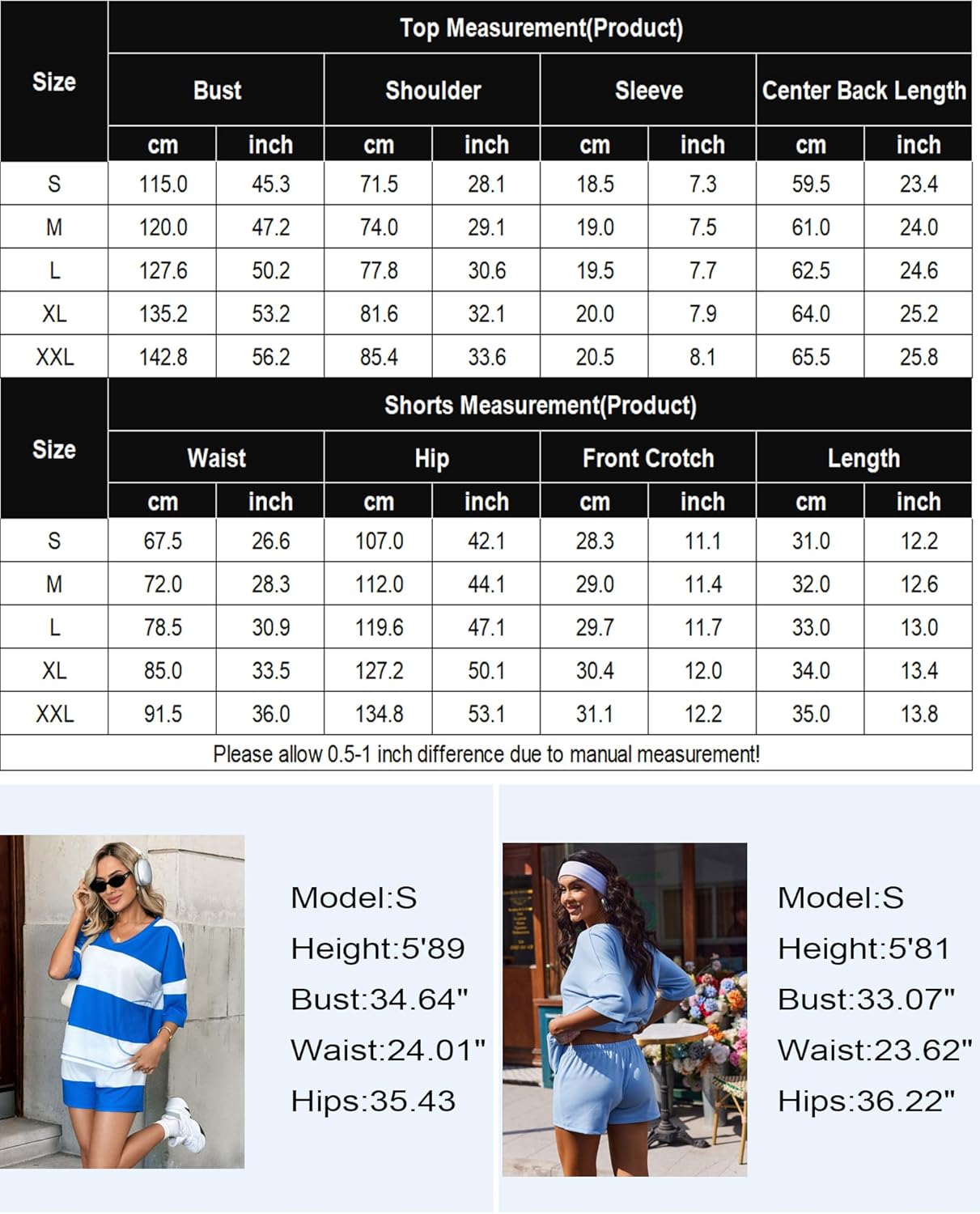 Ekouaer Two Piece Sets for Women Summer Lounge Sets 2026 Striped Shirts and Shorts Set Oversized Matching Outfit - Image 8