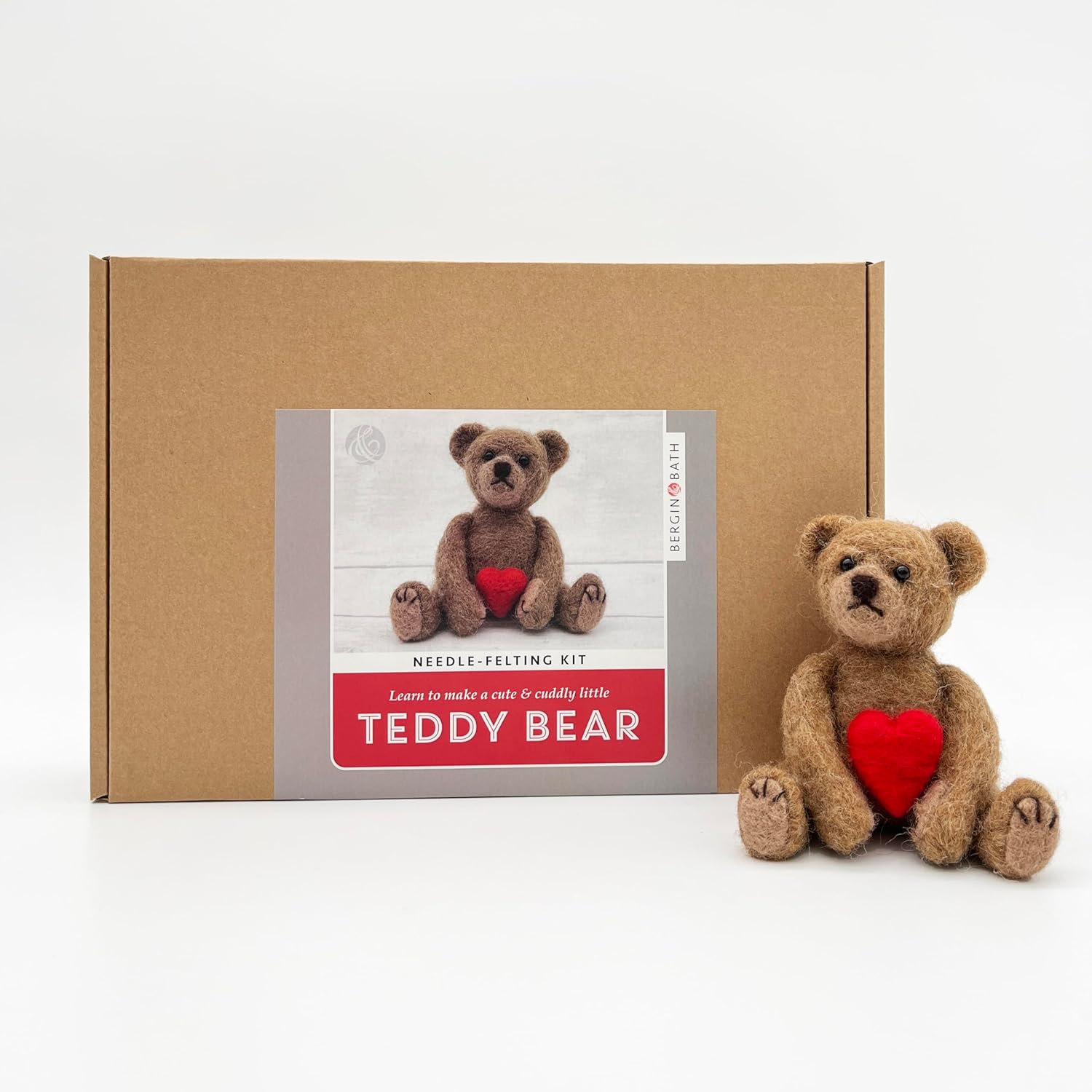 Bergin & Bath Needle Felting Kit, Teddy. Make a Sweet Little Teddy Bear with This Craft kit for Adults and Teens.
