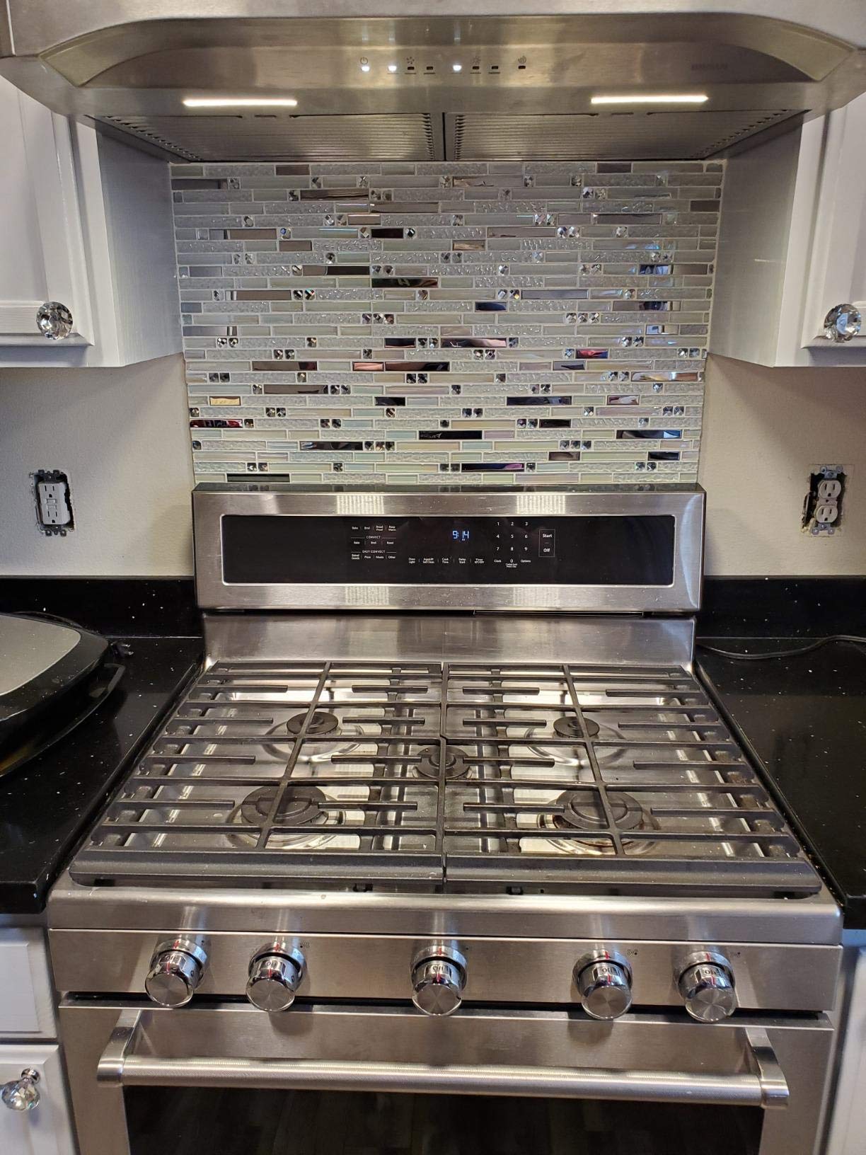 Glass Tile Iridescent White Kitchen Backsplash Tiles