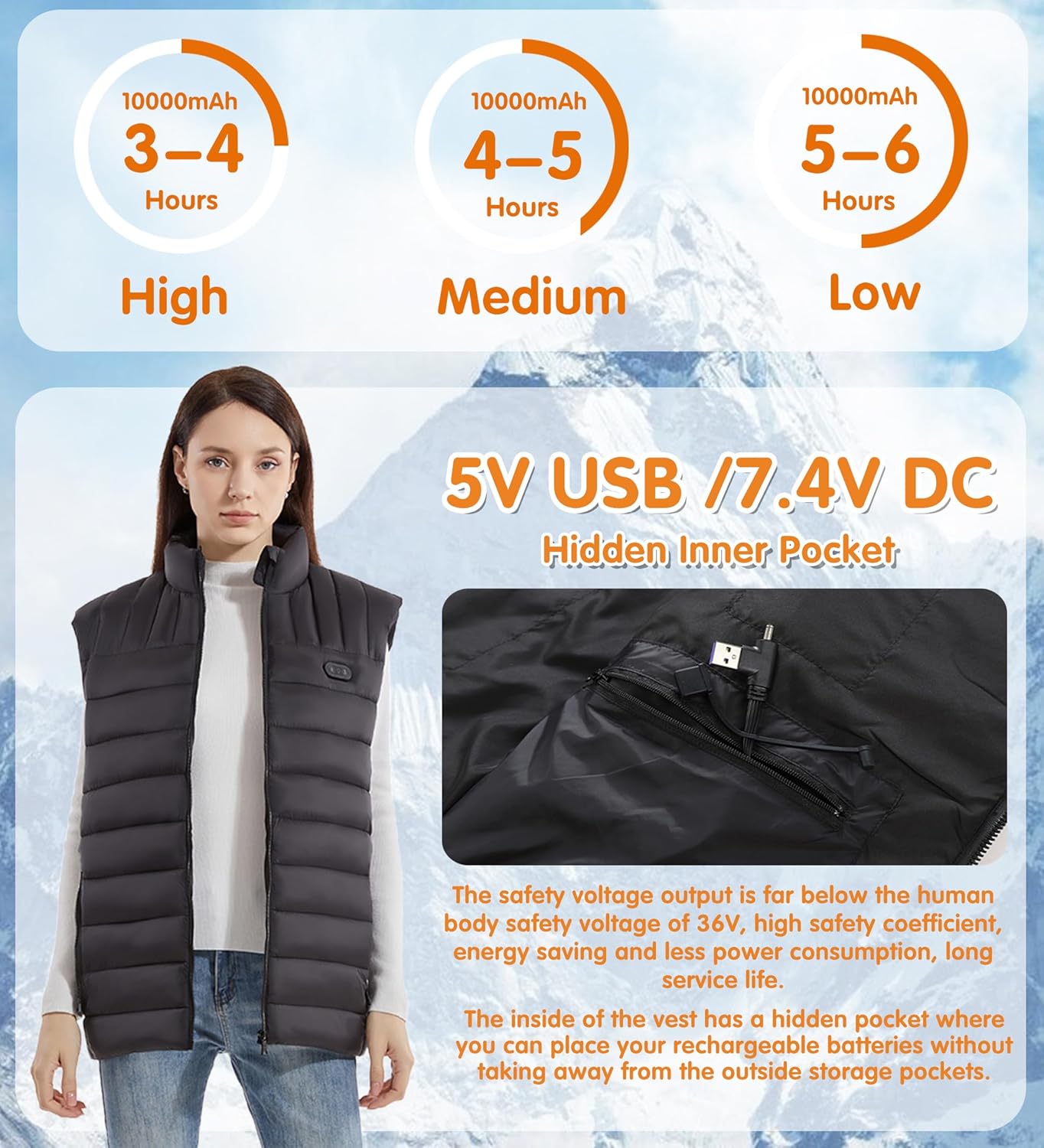 Heated Vest for Men Women, Lights-Out Design Lightweight Electric Heating Vest for Hunting, Skiing Motorcycle