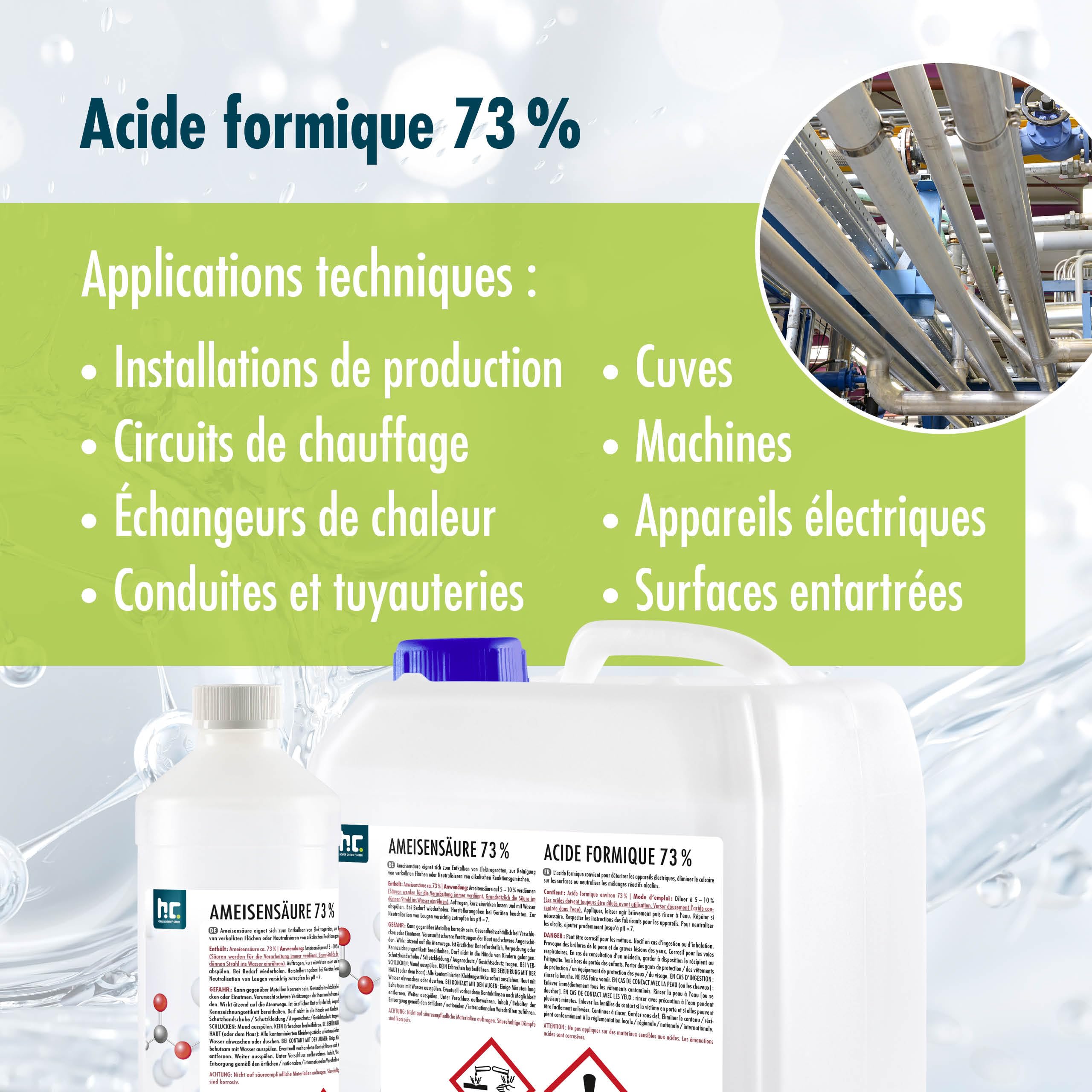 Höfer Chemie 2 x 5 L Acide Formique 73% - Qualité Technique - Anticalcaire | Détartrant Anticalcaire Puissant pour Surfaces et Machines - Action Rapide sur le Calcaire - Agit là où les Autres Échouent